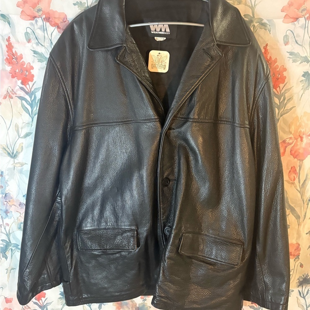 Vintage Men's Black Leather Coat